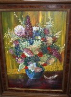 D. Leineweber "Blumenstilleben", Öl/Leinen, gerahmt, RG84x63 cm