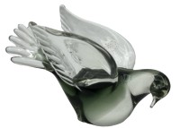 Auktion 351 / Los 10027 <br>Franco MORETTI (1947), Rauchglas Taube Murano, orig. Etikett, H-12 cm, L-17 cm