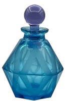 Auktion 351 / Los 10029 <br>grosse, schwere  Karaffe, blau mit lila Stopfen, wohl Murano?, H-25 cm, D-16 cm