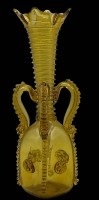 Auktion 351 / Los 10032 <br>hohe bernsteinfarbene Vase, wohl Vidrios Gordiola, H-33 cm