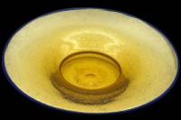 Auktion 351 / Los 10047 <br>grosse braune "Loetz" Schale mit blauen Emaillerand,  H-7,5 cm, D-35 cm