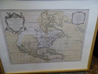 Amerika Landkarte von 1783, gerahmt, Glas fehlt, RG 64x81 cm