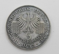 Auktion 347 / Los 6029 <br>5 Mark, Deutschland, 1955, Ludwig Wilhelm Markgraf von Baden, Prägemarke G , 11gr., D-2,9cm.