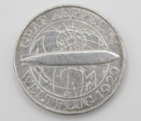 Auktion 347 / Los 6030 <br>Deutsches Reich, 3 Reichsmark 1930, Graf Zeppelin Weltflug 1929,  Prägemarke J, 15gr., D-3cm.