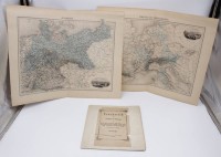 Auktion 347 / Los 5008 <br>3x div. Kartengrafiken, älter, Gößte ca. 71,5 x 87,5cm.
