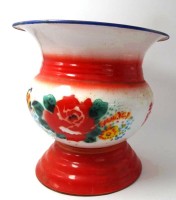 Auktion 347 / Los 15533 <br>grosser Blech Spucknapf, emailliert, um 1950, H-22,5 cm, D-22 cm