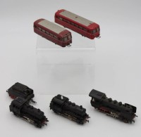 Auktion 347 / Los 16020 <br>Schienenbus sowie 3 Dampflokomotiven, Märklin, H0, Funktionen nicht geprüft