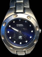 Auktion 368<br>Quartz HAU "Fossil" blue, orig. Band, Nr. AM-3319, Glas zerkratzt, ca. D-4cm