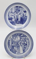 Auktion 348 / Los 8007 <br>2x Wandteller, Melitta, Küchenszenen, D-24,7cm.