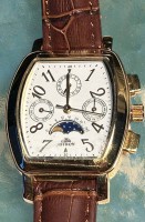 Auktion 348 / Los 2018 <br>Quartz HAU "Astron", Lederband, gut erhalten, Werk nicht überprüft