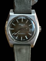 Auktion 348 / Los 2025 <br>Damenarmbanduhr "Apollo" 140 automatic, Lederband, Werk läuft an