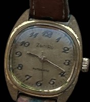 Auktion 368<br>DAU "Zentra" automatic 290-210 16, Lederband, Werk l&auml;uft, ca. D-2cm, Tragespuren