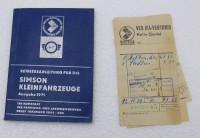 Auktion 348 / Los 3002 <br>Betriebsanleitung für die Simson Kleinfahrzeuge, 1971, Gebrauchsspuren