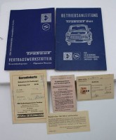Auktion 358 / Los 3006 <br>Papierkonvolut, Trabant 601, Anleitung, Papiere, 1973