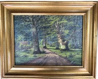 Auktion 352 / Los 4008 <br>anonymer Waldweg, Öl/Leinen, gerahmt, RG 33x41 cm