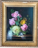 Auktion 348 / Los 4009 <br>anonym "Rosen" Öl/Holz, alt gerahmt, RG 33x27 cm