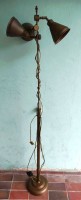 Auktion 348 / Los 16023 <br>Retro Standlampe, Messing, mit 3 einzeln v erstellbaren Lampen mit Teleskopschiene, mit Dimmer, H max. 170 cm