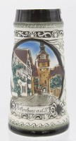 Auktion 351 / Los 9011 <br>hoher Ansichtenkrug, Rothenburg o.T., Sitzendorf, ca. H-22cm