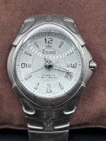 Los 2059 <br>Seiko  Auto Relay Diver Taucheruhr Kinetic Cal. 5J22-0150 JAPAN MADE, Quartz, Stift f&uuml;r Band fehlt, Glas mit Kratzern , Werk l&auml;uft, B-4 cm