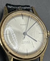 Los 2062 <br>mechan. HAU "Parat" 17 Rubis, Handaufzug, Lederband, Werk l&auml;uft