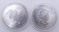 Auktion 348 / Los 6032 <br>2x 5 Dollar, Kanada 2019m PP, je eine Feinunze Silber-999-, gekapselt