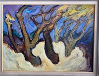 Auktion 348 / Los 4021 <br>Georg HILLMANN (1916-2003) "Bäume", Öl/Leinen, gerahmt, 80x103 cm