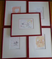 Auktion 348 / Los 4043 <br>Wilhelm SCHLOTE (1946)  5x aquarellierte Zeichnungen, alle ger/Glas, RG 30x25 cm