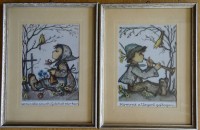 Auktion 348 / Los 5018 <br>2x Hummel-Drucke, ger/Glas, je 20x15 cm