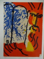 Auktion 348 / Los 5045 <br>Marc CHAGALL (1887-1985) "Moses" Farblithografie, re.unten beschädigt, verso bedruckt, 35x25 cm