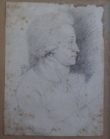Los 4063 <br>Charles-Nicolas II COCHIN (1715-1790)  kl. Portrait-Zeichnung, stockfleckig, ger/Glas 15,5x12,5 cm,