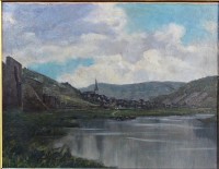Auktion 358 / Los 4054 <br>Hermann GRADL (1883-1964), Bruttig an der Mosel, Öl/Platte, 27x34 cm, gerahmt, RG 39x46 cm