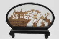 Auktion 348 / Los 15518 <br>kl. Kork-Bild, China, H-7cm B-9cm