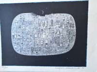 Los 5072 <br>Lucjan MIANOWSKI (1933-2009) , 1991, "Menschen mit Mond" orig. Lithografie, Nr. 62/200, BG 22x31,5 cm