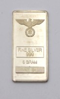 Auktion 358 / Los 7019 <br>kl. Barren, 5g Fein-Silber, mit Wehrmachtsadler ohne HK, Sammleranfertigung, Nr. 443