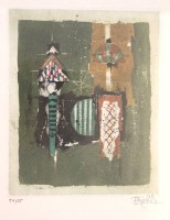Auktion 376<br>Johnny FRIEDLAENDER (1912-1992), ohne Titel, Farbradierung, Nr. 51/95, ger./Glas, RG 41,5 x 31cm
