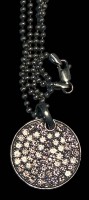 Auktion 371<br>Silber-Halskette mit runden Anh&auml;nger-835-, rosa Steine, L-42 cm, D-2,5 cm, 12,2 gr,