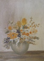 Auktion 362 / Los 4001 <br>unsigniert, Blumen in Vase, Öl/Hartfaser, gerahmt, RG 48,5 x 38,5cm