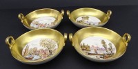 Auktion 364<br>4 Ringschälchen "KPM" Berlin, bemalt mit Kauffahrteiszenen, H-5 cm, D-13 cm,