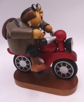 Auktion 349 / Los 15054 <br>orig. Erzgebirge Räuchermännchen "Motorradfahrer", neuwertig, H-19 cm, L-21 cm