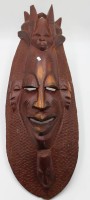 Auktion 350 / Los 15002 <br>Wandmaske, Holz, Afrika, 71,5 x 25cm