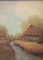Auktion 357 / Los 4030 <br>Fedor SZERBAKOW (1911-2009), Am Torfkanal, Öl/Hartfaser, gerahmt, RG 56 x 44,5cm