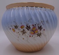 Los 8055 <br>gr. Blumenübertopf "C. Tielsch" Altwasser, Blumenmalerei, Boden caquelliert, H-18 cm, D-20 cm