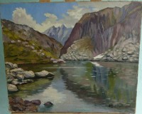 Auktion 362<br>J. Holtinger "Tomasee mit Piz  Badus" Öl/Leinen, 50x60 cm