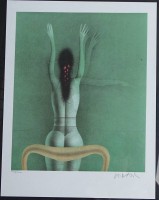 Auktion 362<br>Paul WUNDERLICH (1927-2010), Farblithografie, 39x31 cm, Nr 1396/3000, ger/Glas, RG 59x50 cm