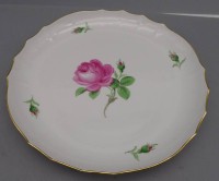 Auktion 364<br>gr. Kuchenschale "Meissen" rote Rose, 1.Wahl, D-28 cm