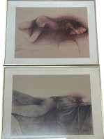Auktion 362 / Los 5019 <br>Bruno BRUNI (1935)  ''Sommer in Umbrien' 2 Blätter, Farblitho signiert,  Ed 835/1500, BG ca. 31x40 cm, einzeln ger/Glas, RG 40x50 cm
