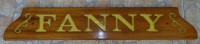 Auktion 364<br>kl. Heckschild "Fanny", H-14 cm, L-86 cm