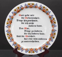 Auktion 351 / Los 8000 <br>Teller mit Sinnspruch, wohl 60/70er Jahre, D-24,2cm