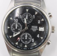 Auktion 351 / Los 2007 <br>Herren-Armbanduhr, TCM, Quarz-Chronograph, Werk nicht geprüft, getragene Erhaltung, D-4cm
