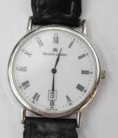 Auktion 351 / Los 2025 <br>flache Herren-Armbanduhr, Maurice Lacroix, Quarz, orig. Lederband, Tragespuren, D-3,5m